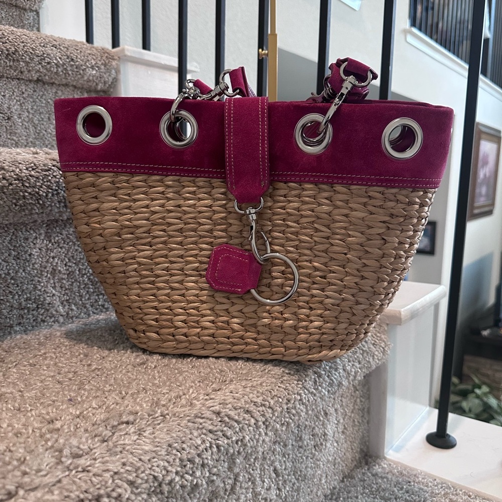 Stylish RED STRAW SHOULDER BAG NEW - Picture 6 of 8